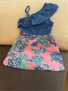 Lilly Pulitzer Blue Dress with Pink Label Detail